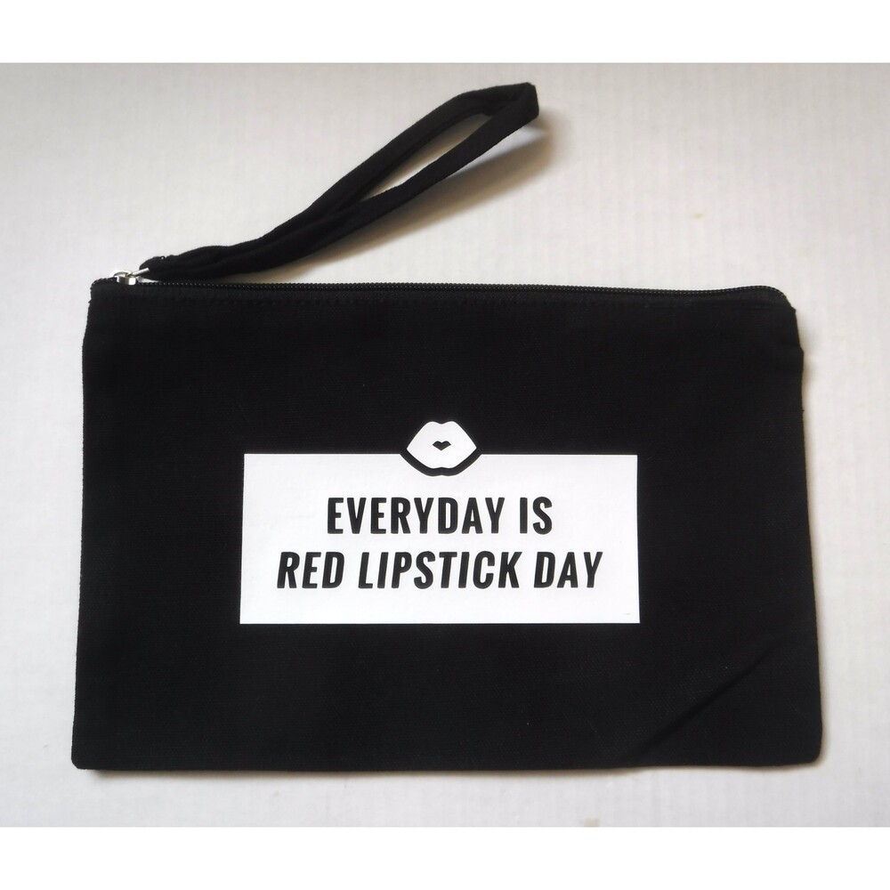Black Canvas Make-up / Toiletry Bag w/ Wristlet